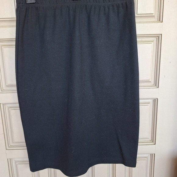 Liz Claiborne Skirt SzM Cotton Polyester Black Elastic Waist Knee Length - Picture 1 of 6